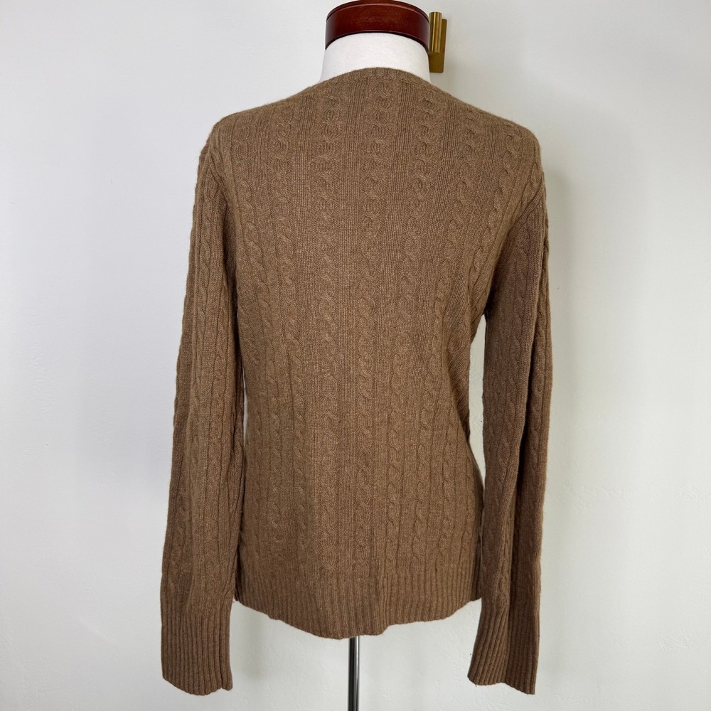 J.Crew Cable Knit Cardigan Sweater Camel Merino Wool Angora Cashmere L Preppy - Picture 6 of 9